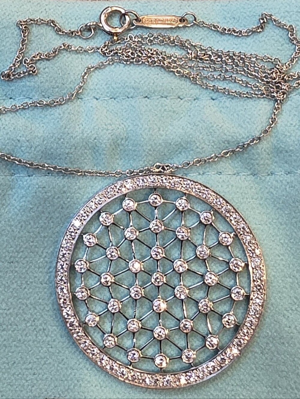 Tiffany & Co. Platinum Diamond Round Voile Necklace